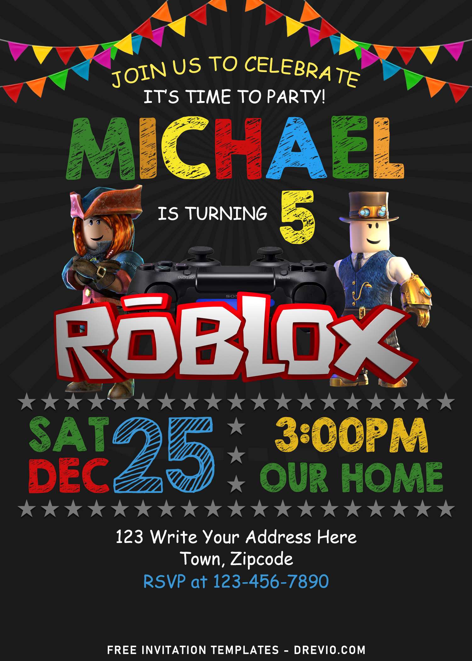 Roblox Invitation, Roblox Birthday Party Invitations Template, Roblox  Invitations Template, Roblox Party Invite Template - MakeMeDesign