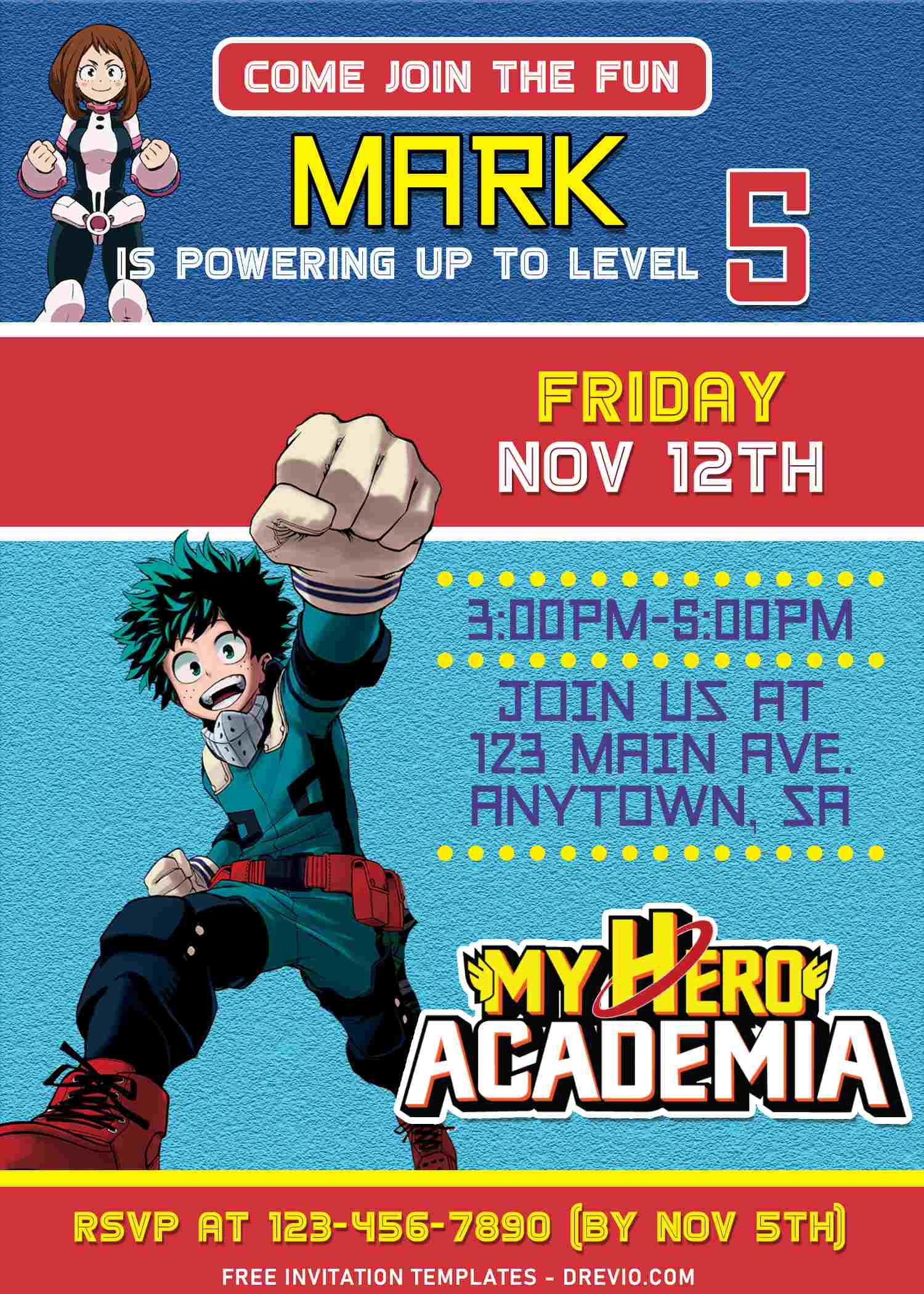9+ Epic My Hero Academia Birthday Invitation Templates For Anime Lovers |  Download Hundreds FREE PRINTABLE Birthday Invitation Templates