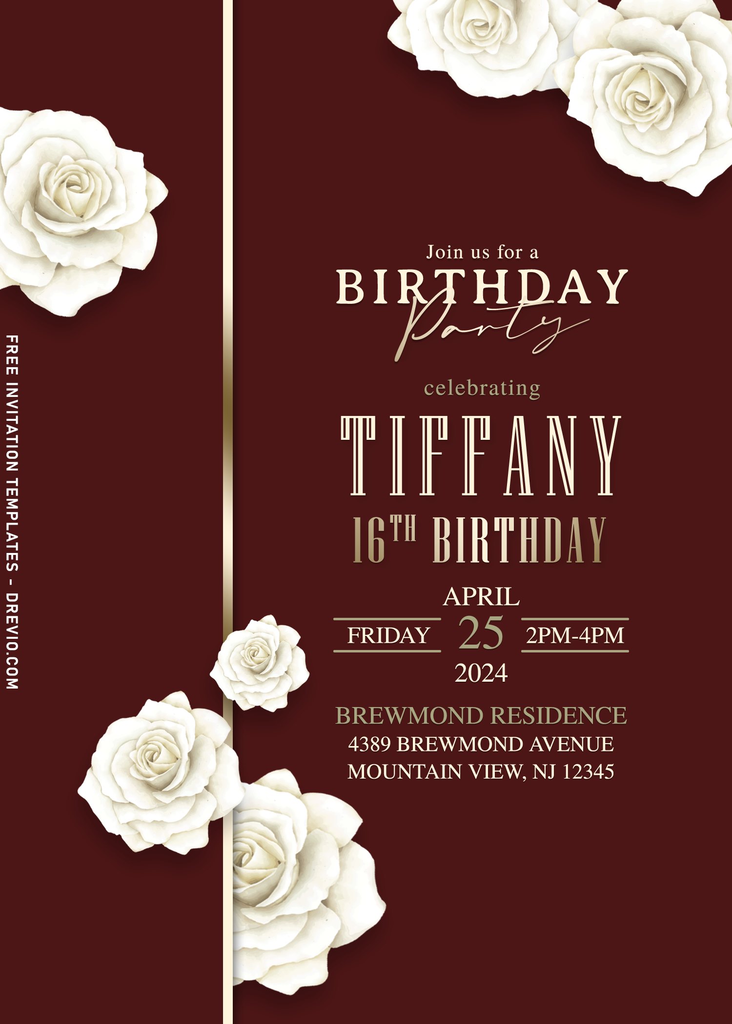 10+ Classy White Rose Sixteenth Birthday Invitation Templates | Download  Hundreds FREE PRINTABLE Birthday Invitation Templates
