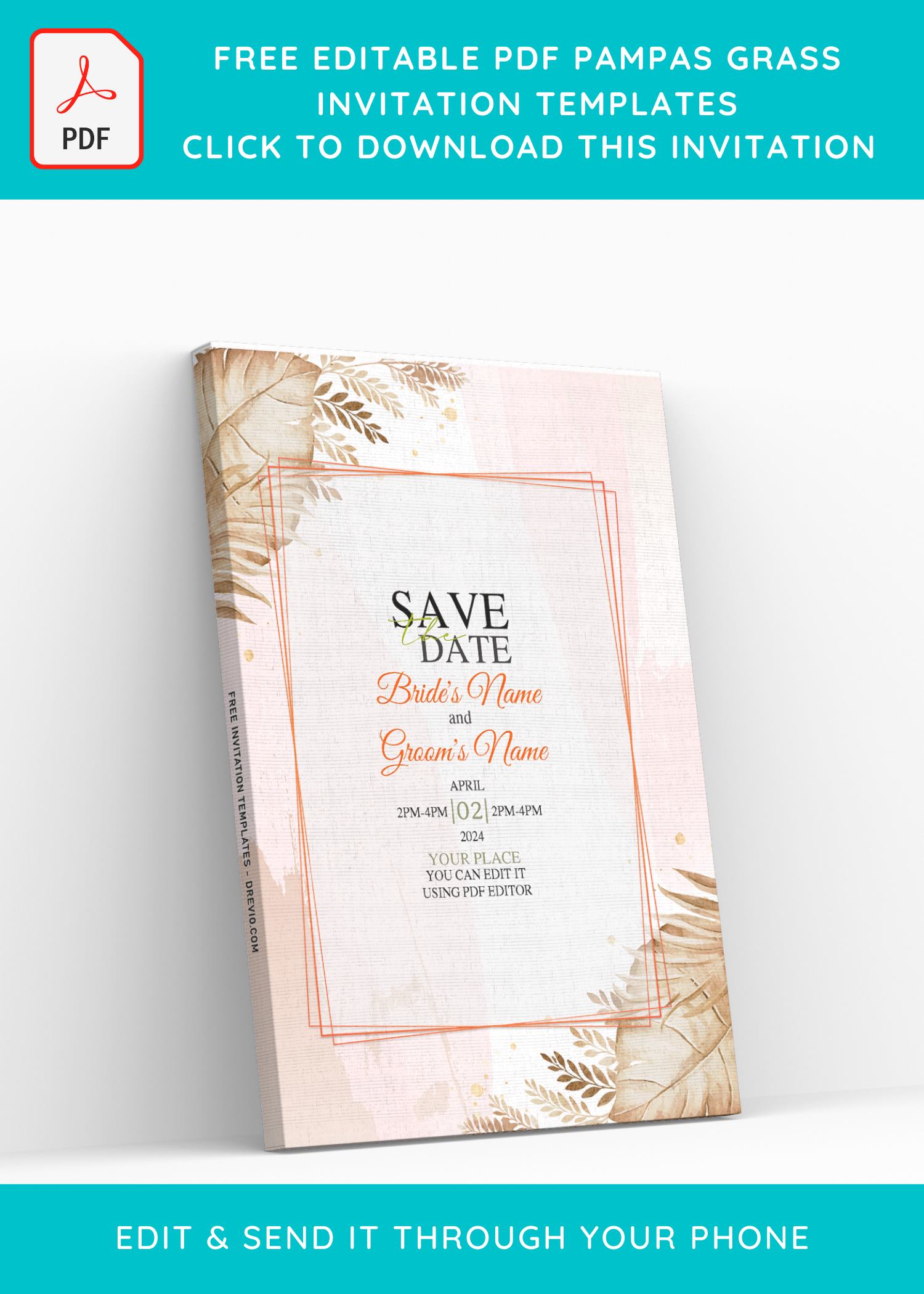 Free Editable PDF) Enchanted Pampas Save The Date Invitation Templates |  Download Hundreds FREE PRINTABLE Birthday Invitation Templates