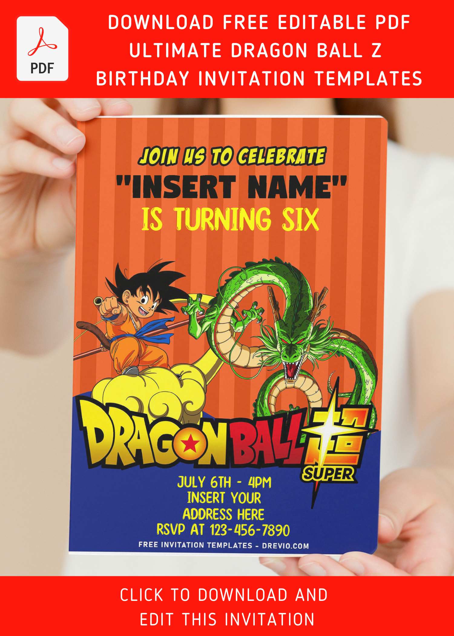 Dragon Ball Super Sayajin Birthday Invitation – Easy Inviting