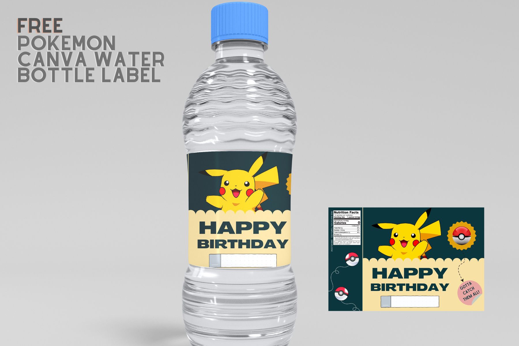 Pokemon Water Bottle Labels, Pokemon Bottle Labels, Water Labels