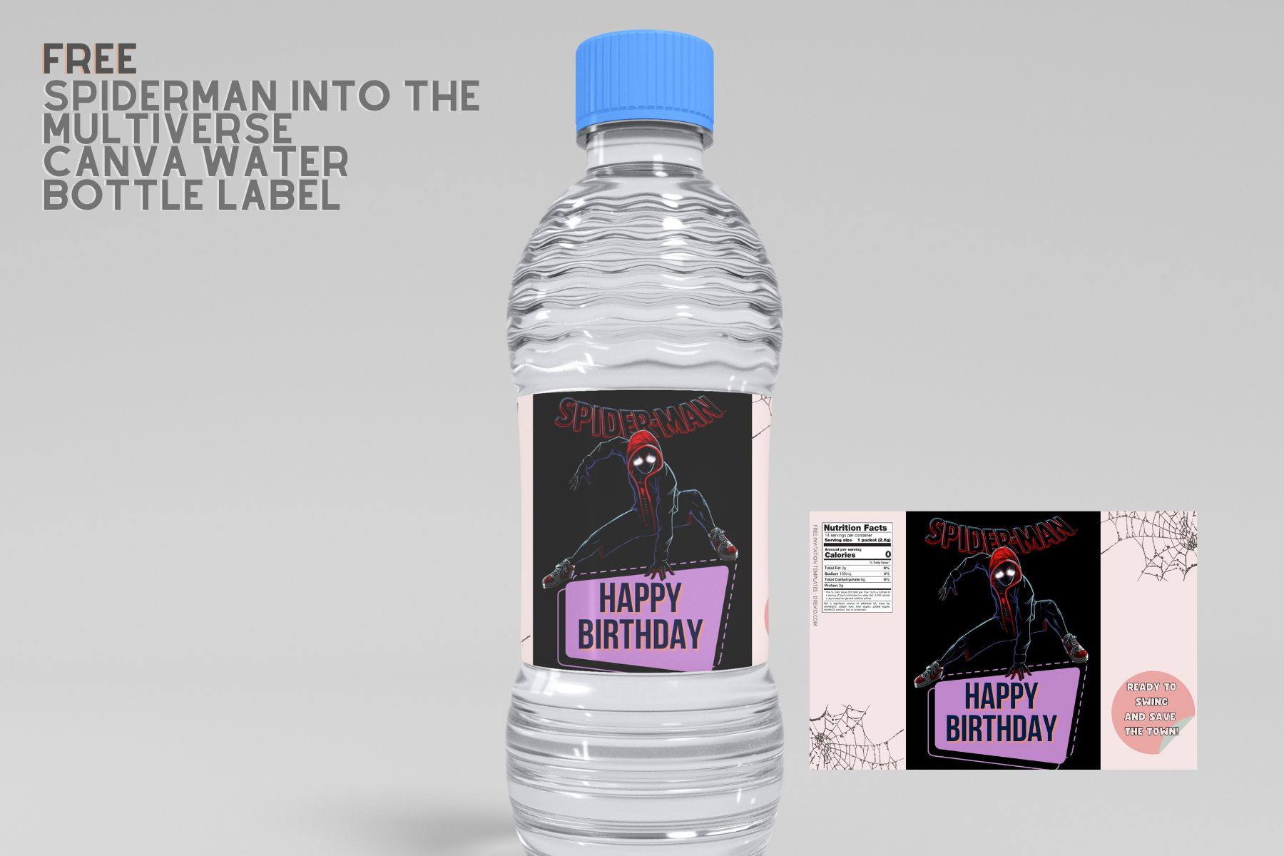 Miles Morales Water Bottle Labels  Spiderman birthday party, Bottle  labels, Spiderman water bottle