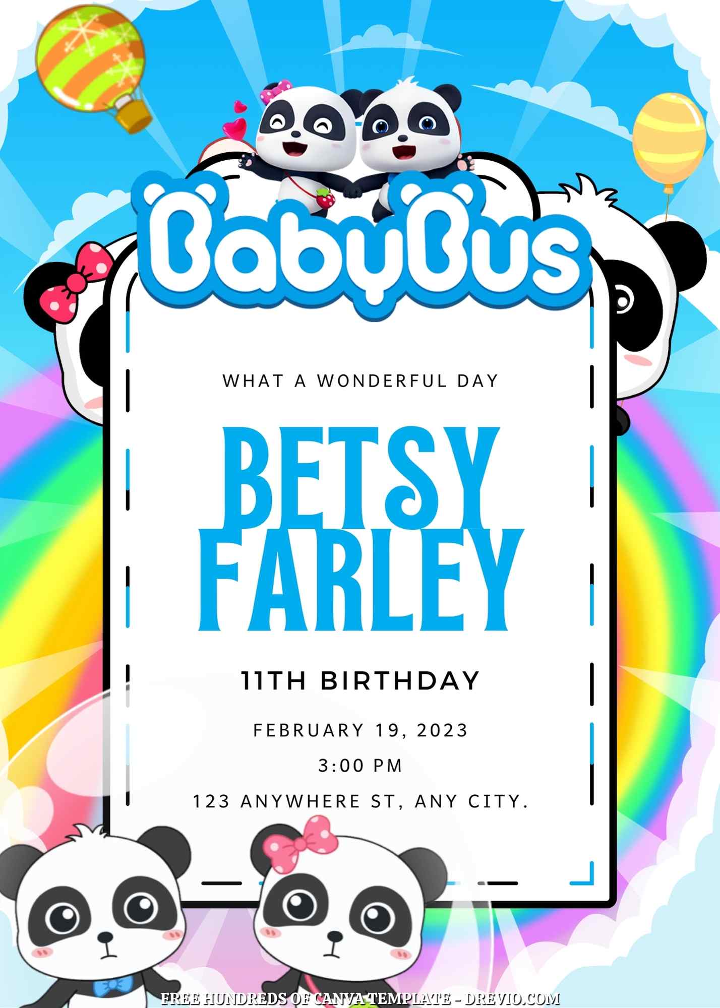 16+ BabyBus Canva Birthday Invitation Templates | Download Hundreds FREE  PRINTABLE Birthday Invitation Templates