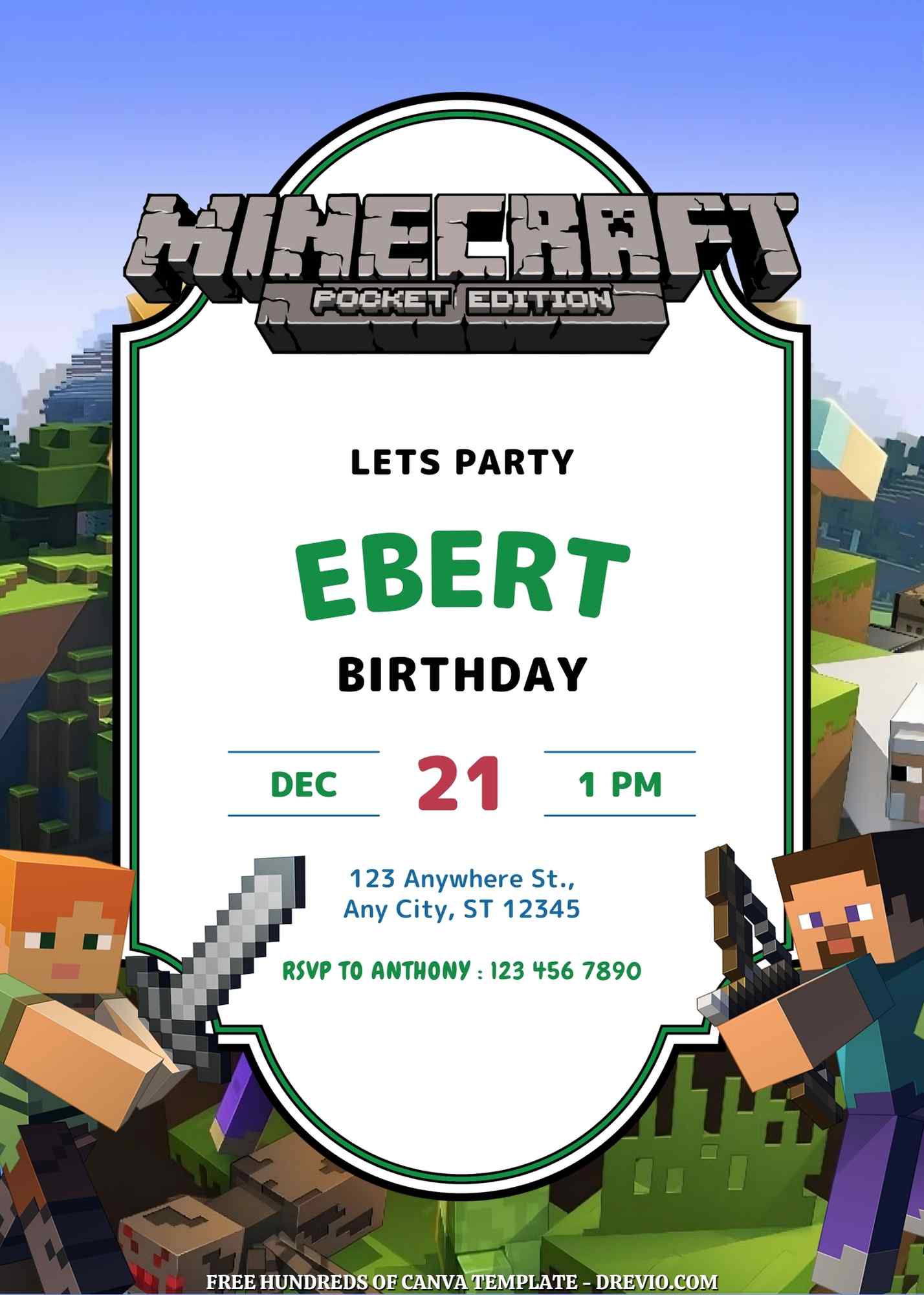 8+ Gamer At Play Roblox Birthday Party Invitation Templates  Party invite  template, Birthday party invitation templates, Birthday party invitations