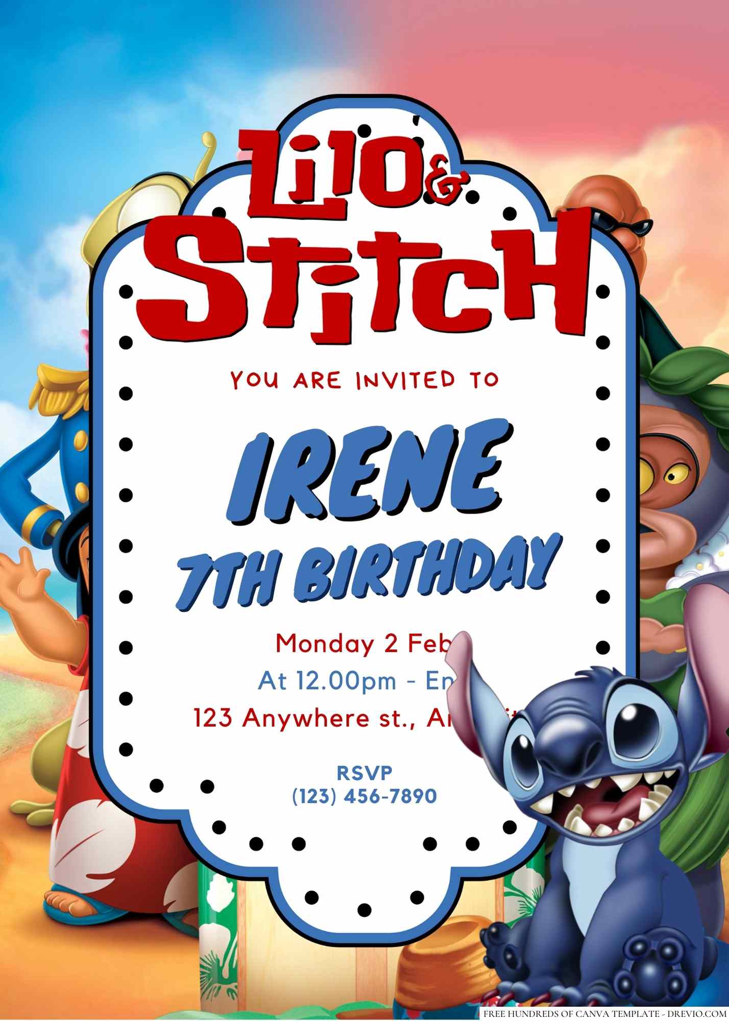 Digital Birthday Invitation Stitch Invite Editable Invitation