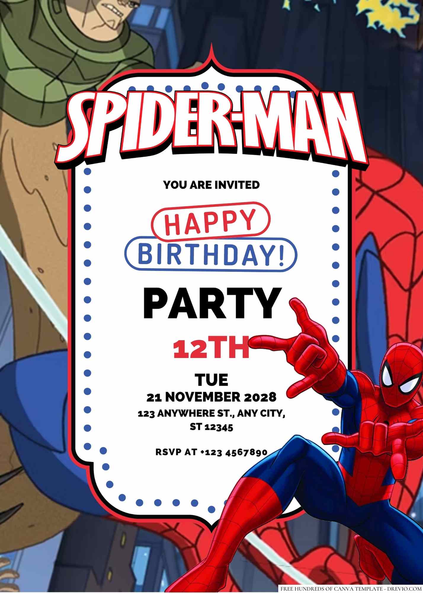 16+ Spiderman Canva Birthday Invitation Templates | Download Hundreds FREE PRINTABLE  Birthday Invitation Templates